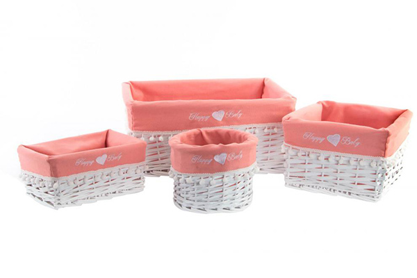 Basket set 4 wicker fabric 44x35x20