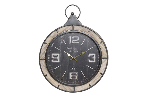 Wall clock mdf metal 40x6x52 black