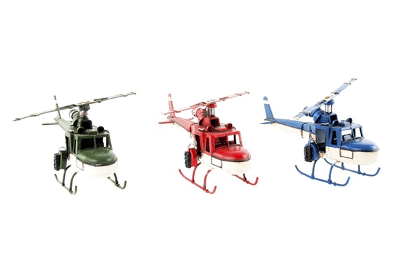 Dekoracija helikopter 19x5,5x8,5 3 boje