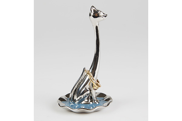 Držač za prstenje srebrna mačka 8.5x5cm