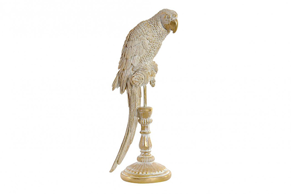 Figure resin 14x22,5x45 parrot decape golden