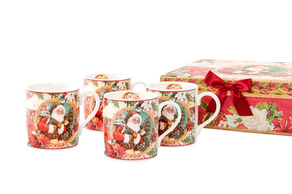 Mug set 4 porcelain 23x18,5x8 santa claus