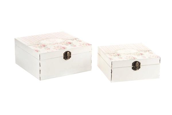 Set 2 belih kutija sa ružicama 18x18x7,5