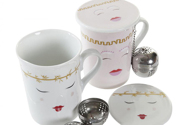 Tea mug porcelain inox 10,5x8x11 280ml 2 mod.