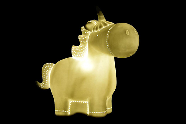 Table lamp porcelain led 26x14x25,5 unicorn white