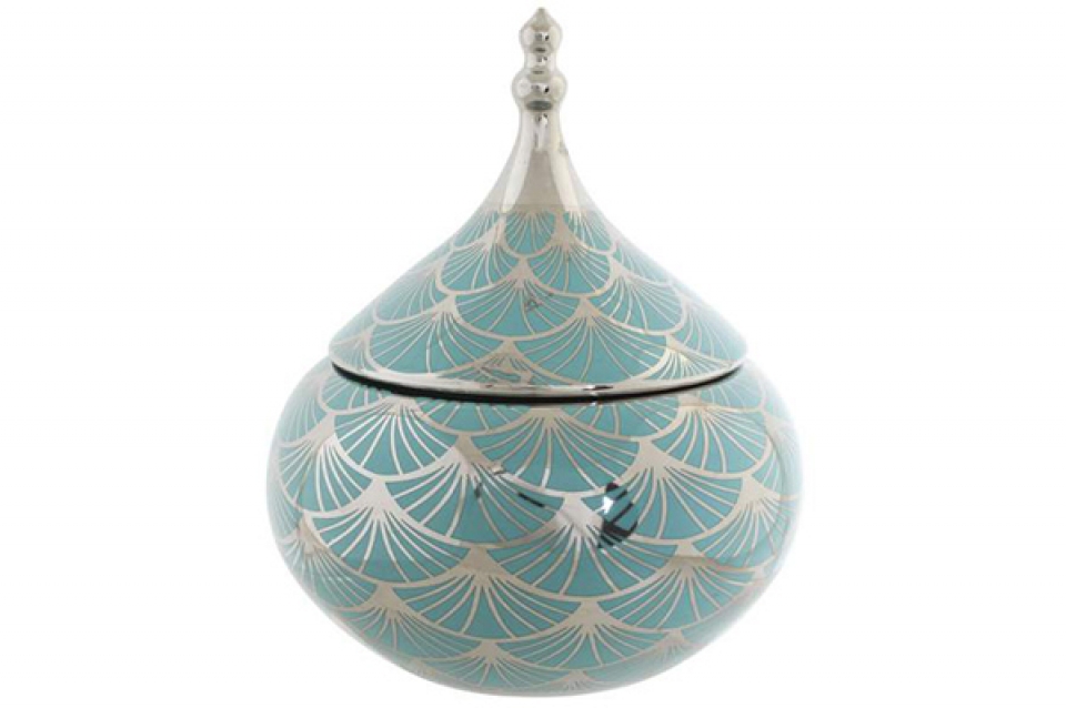 Jeweler porcelain 18x18x22 chromed turquoise