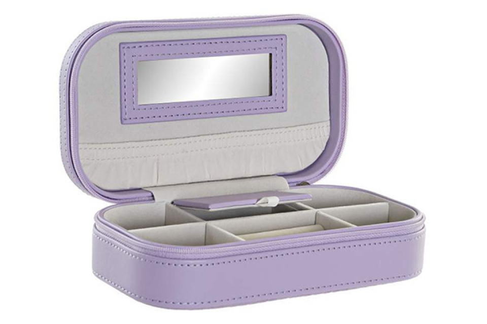 Jeweler pu mirror 18x10x5 satin lilac